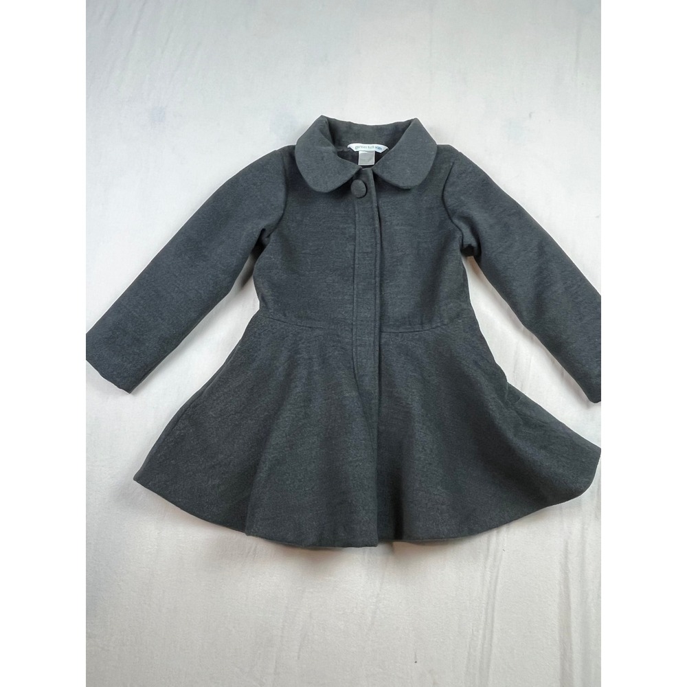 Garnet Hill Kids Grey Wool Blend Fit and Flare Coat Peter Pan Collar Size M 1165